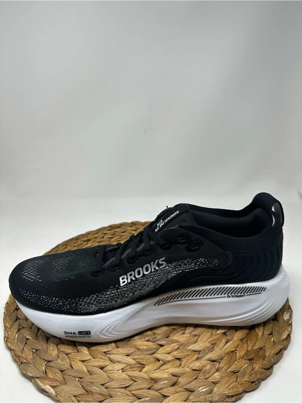 BROOKS Adrenaline GTS 25 Running Shoes Black White Size 11.5 WIDE Men's